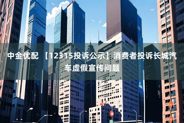 中金优配 【12315投诉公示】消费者投诉长城汽车虚假宣传问题